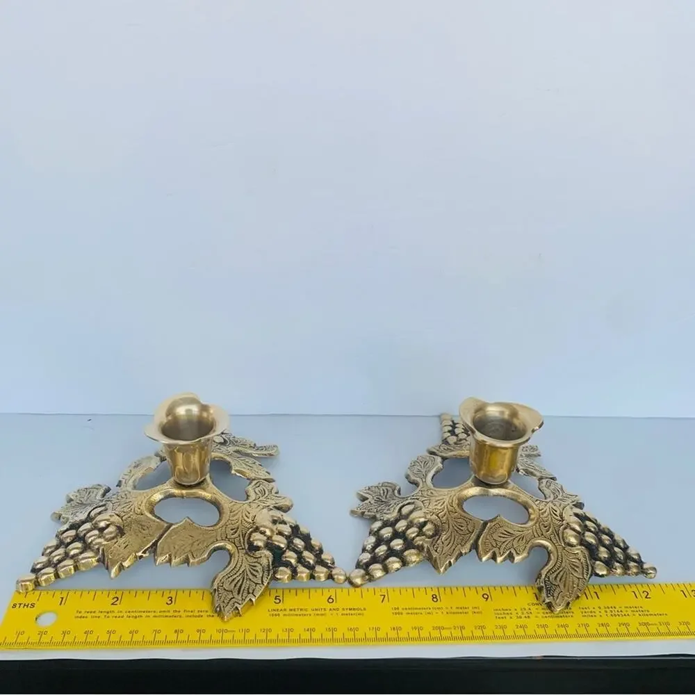 Vintage Brass Candle Holder Set